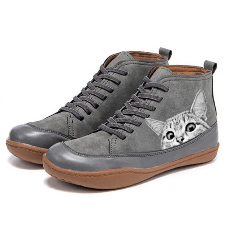 Lenoir™ | Bottines en cuir à motif chat