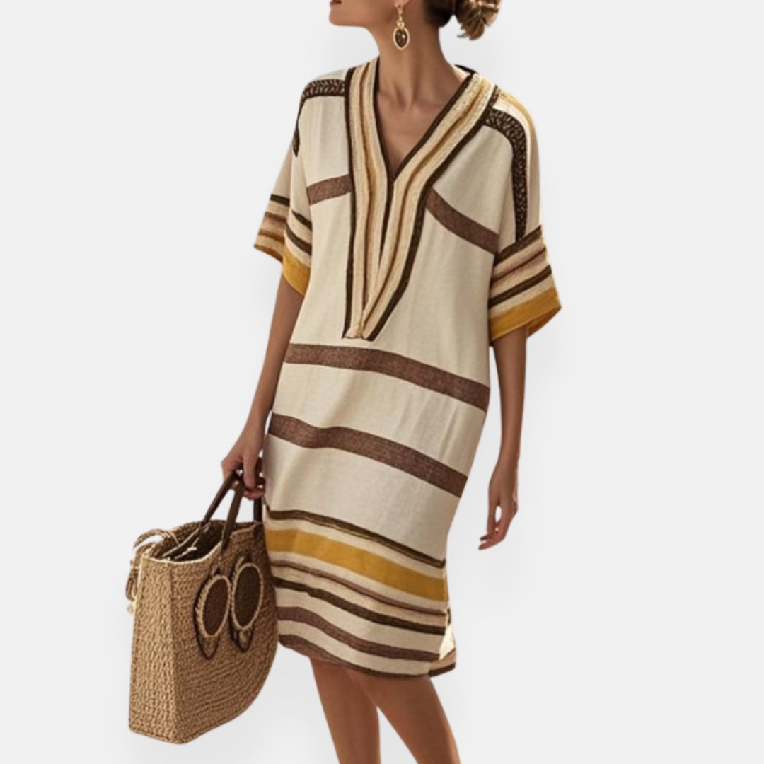 Lenoir™ | Robe ample à rayures et col tunisien