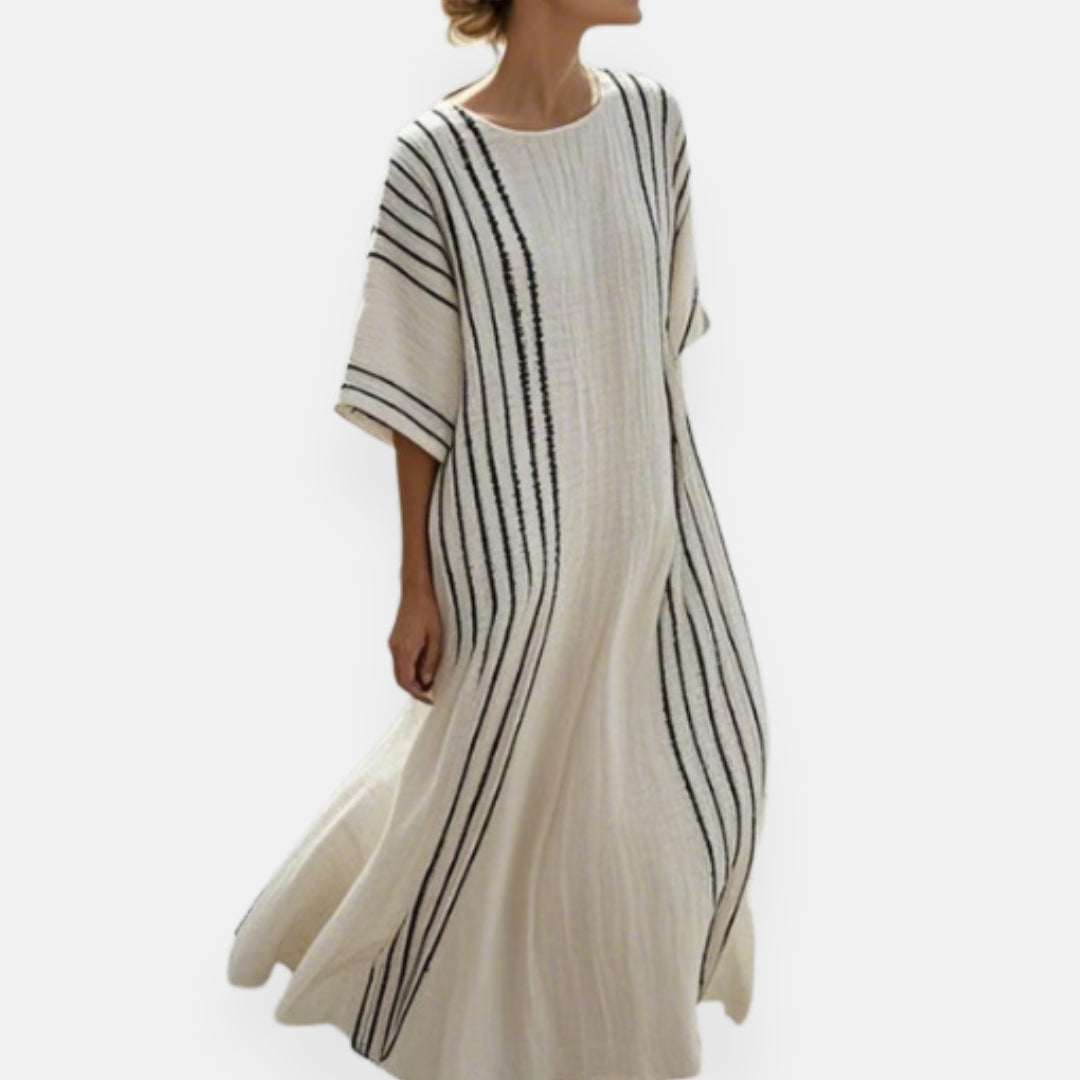 Lenoir™ | Robe longue fluide à rayures délicates