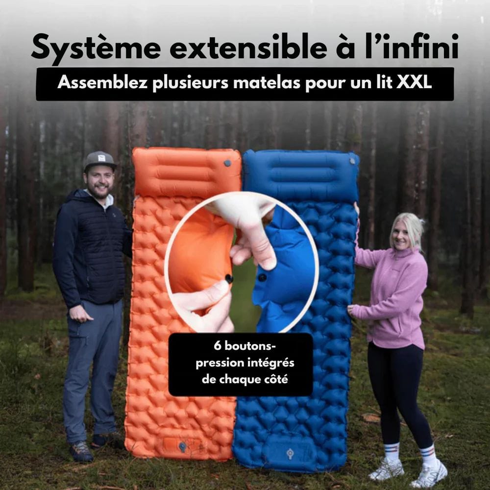 Lenoir™ | Matelas gonflable étanche et ultra-résistant avec pompe intégrée