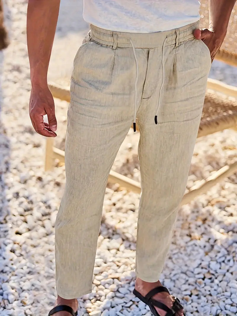 Lenoir™ | Pantalon ample en lin avec cordon de serrage