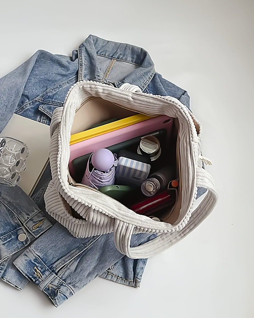 Lenoir™ | Sac cabas côtelé avec cordon de serrage