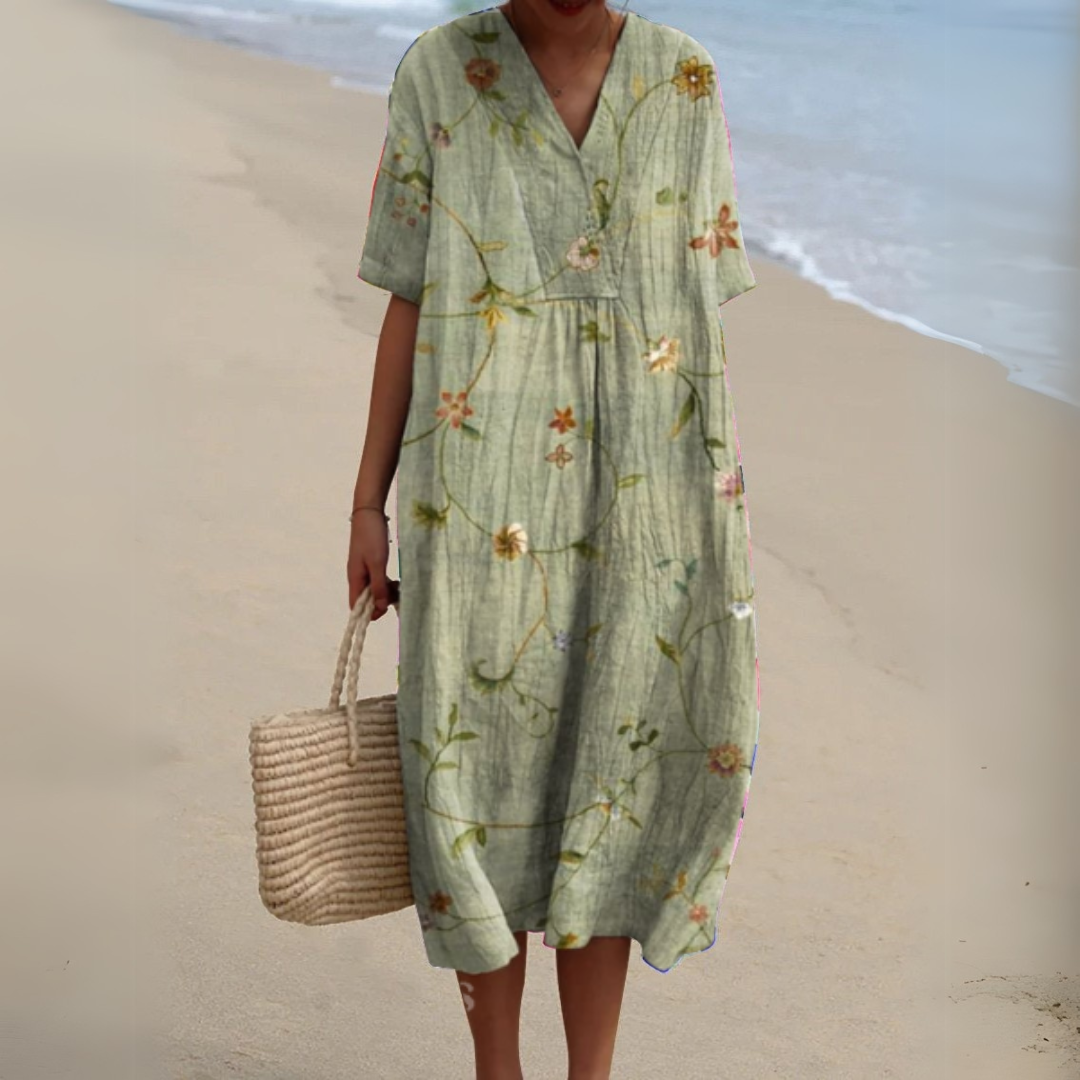 Claire | Robe d’été fleurie à encolure en V élégante
