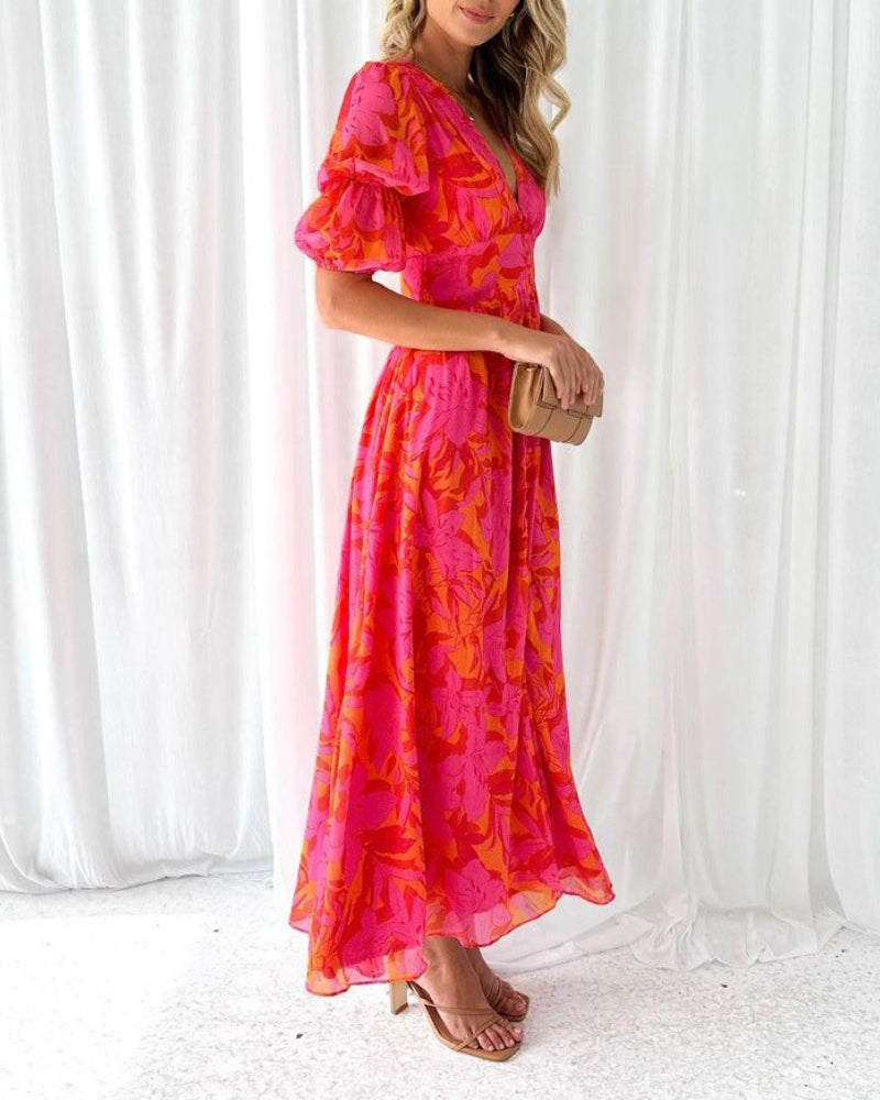 Lenoir™ | ROBE MAXI ROUGE ROSE