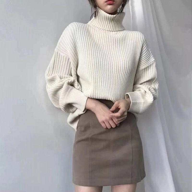 Lenoir™ | Luxe Pull à col roulé et à manches ballon