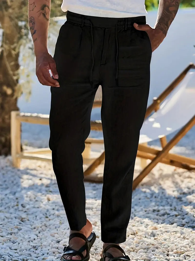Lenoir™ | Pantalon ample en lin avec cordon de serrage