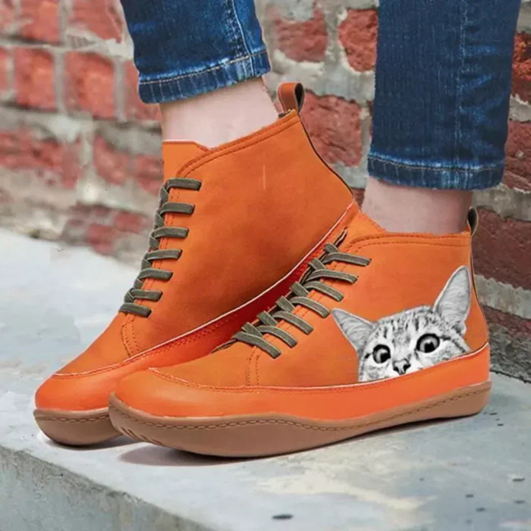 Lenoir™ | Bottines en cuir à motif chat