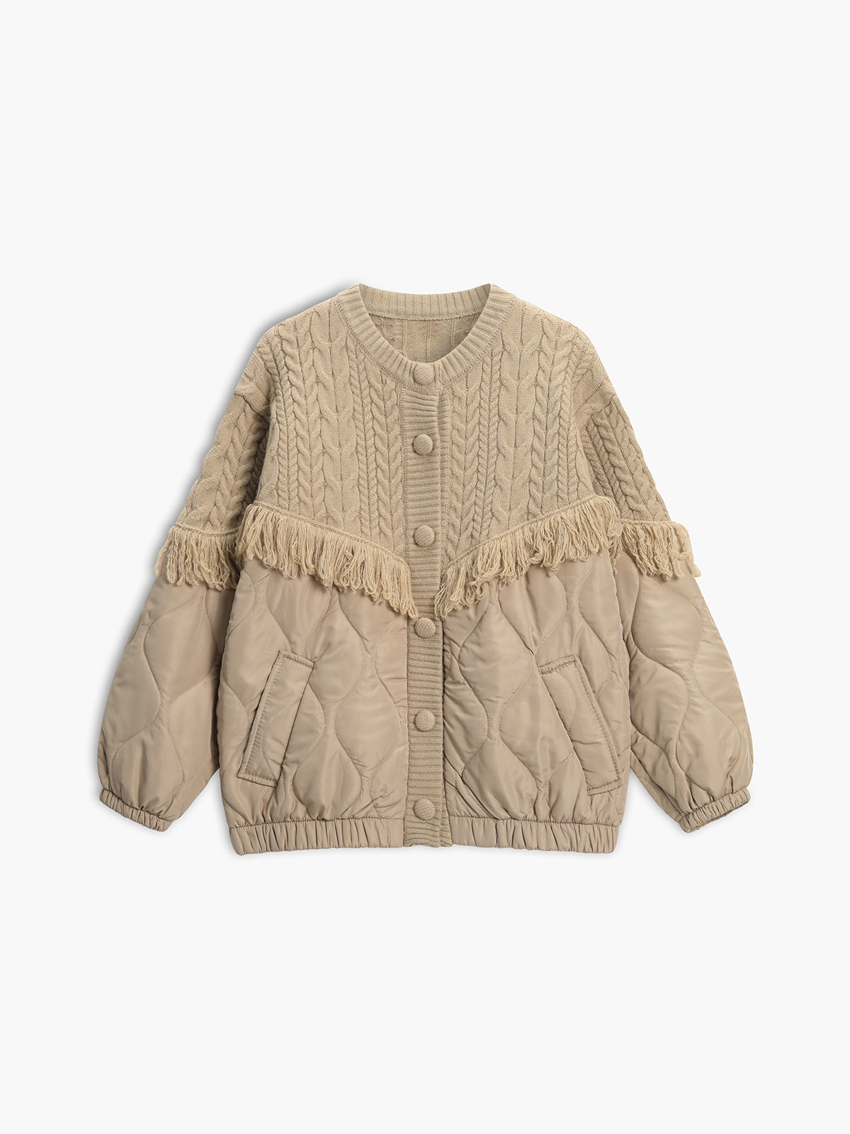 Lenoir™ | Veste matelassée en tricot torsadé patchwork