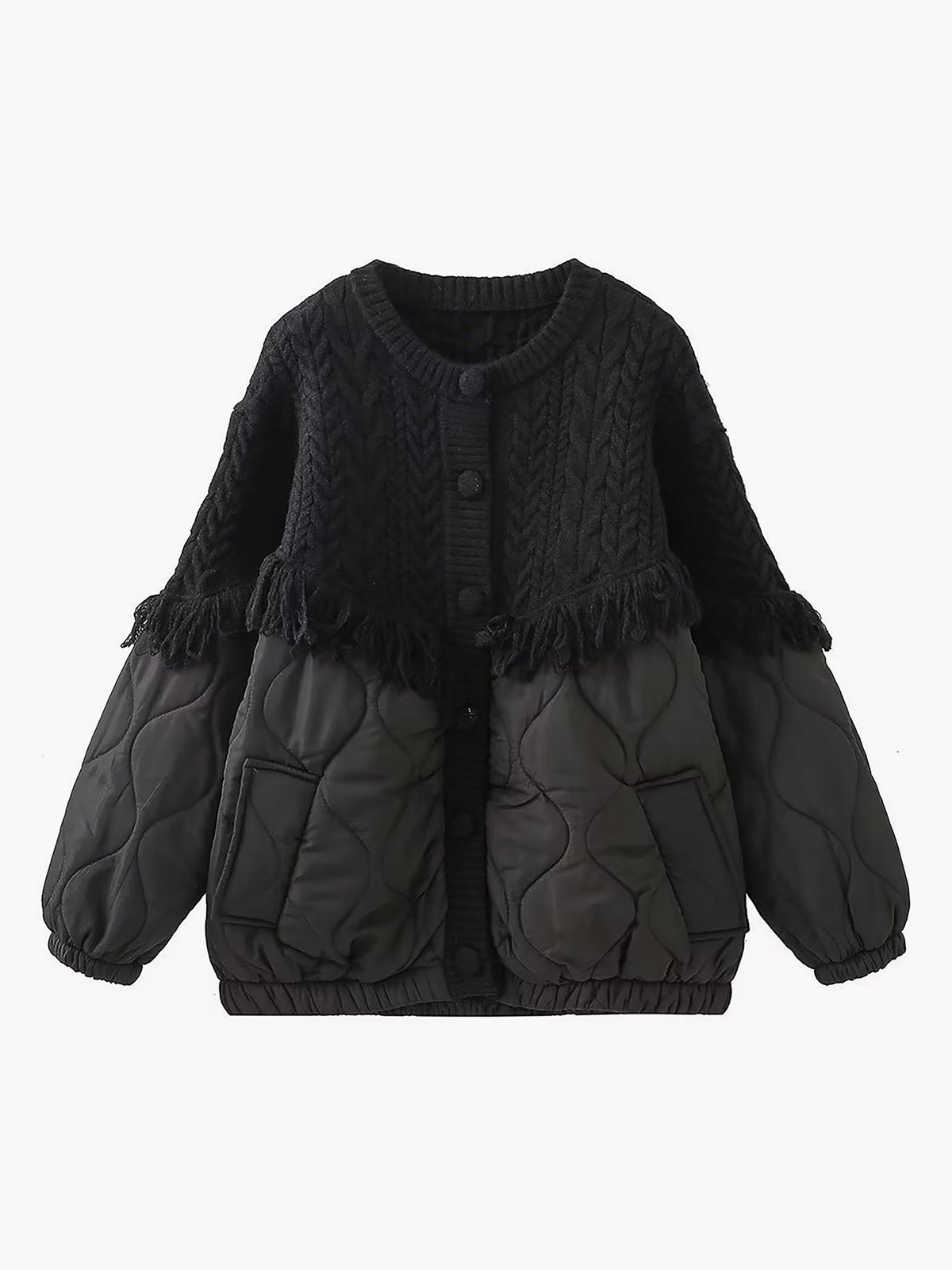 Lenoir™ | Veste matelassée en tricot torsadé patchwork