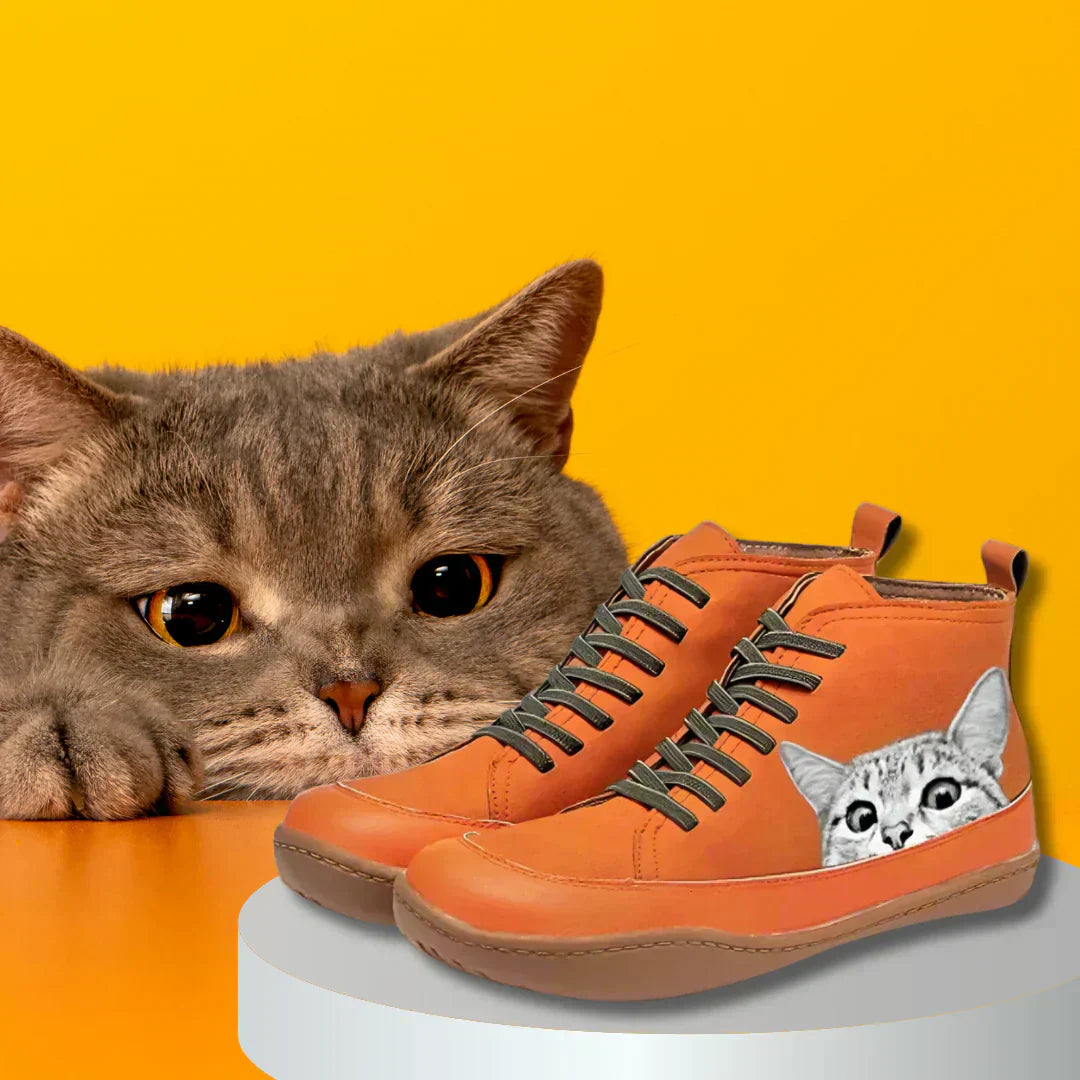 Lenoir™ | Bottines en cuir à motif chat