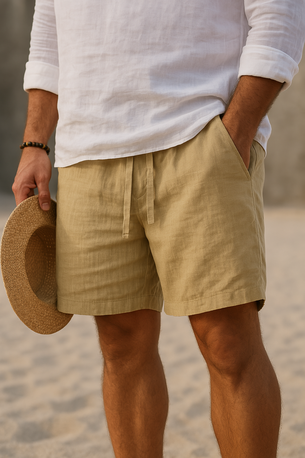 Lenoir™ | Short élégant en lin à taille élastique