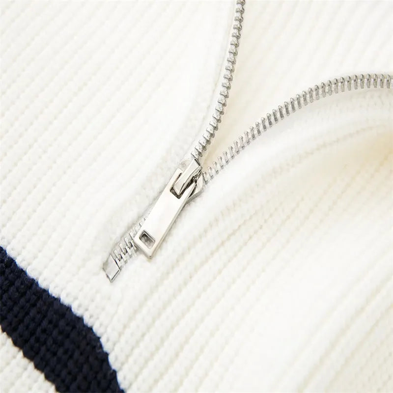 Lenoir™ | Pull zippé rayé