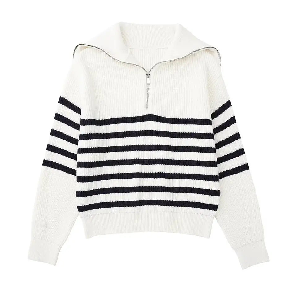 Lenoir™ | Pull zippé rayé
