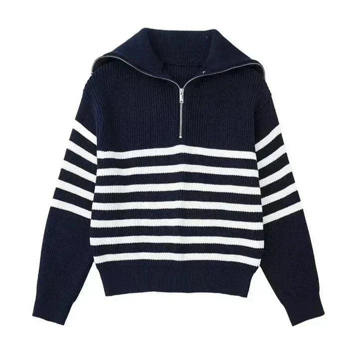 Lenoir™ | Pull zippé rayé