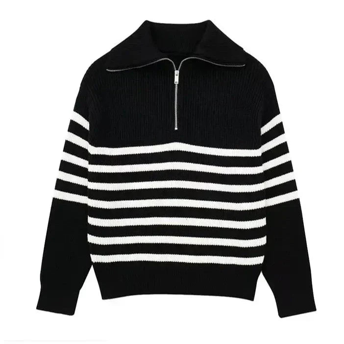 Lenoir™ | Pull zippé rayé