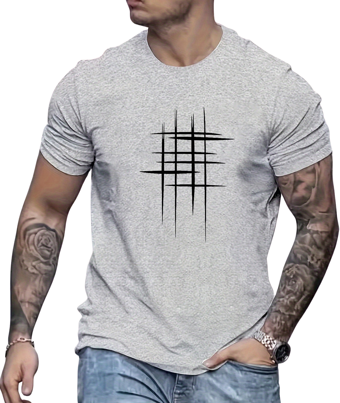 Lenoir™ | T-shirt élégant à col rond avec imprimé graphique