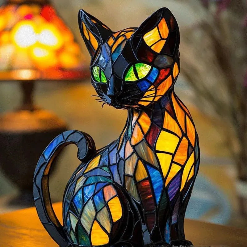 Lenoir™ | Lampe de chat enchantée en verre coloré
