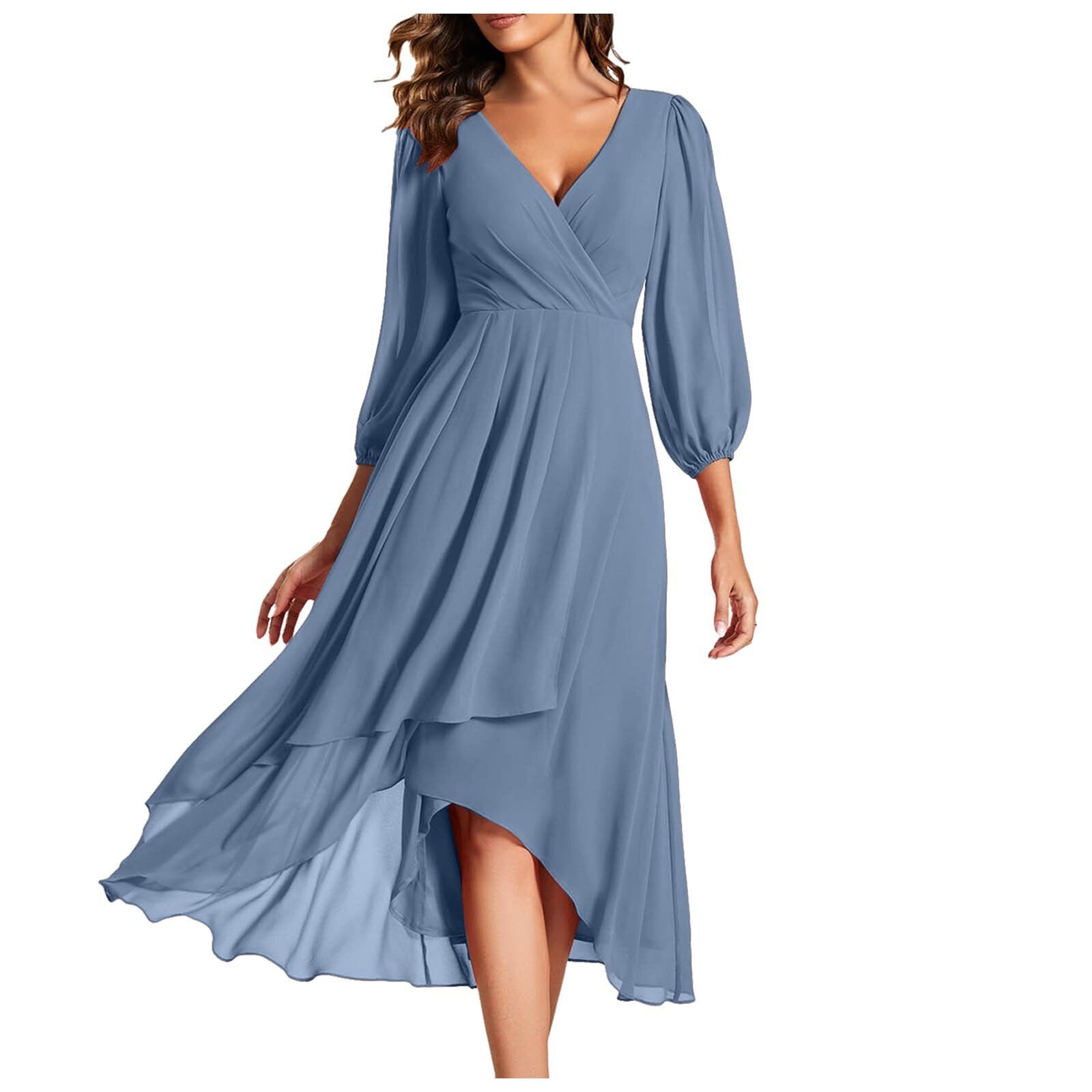 Lenoir™ | Robe à col en V avec ourlet asymétrique