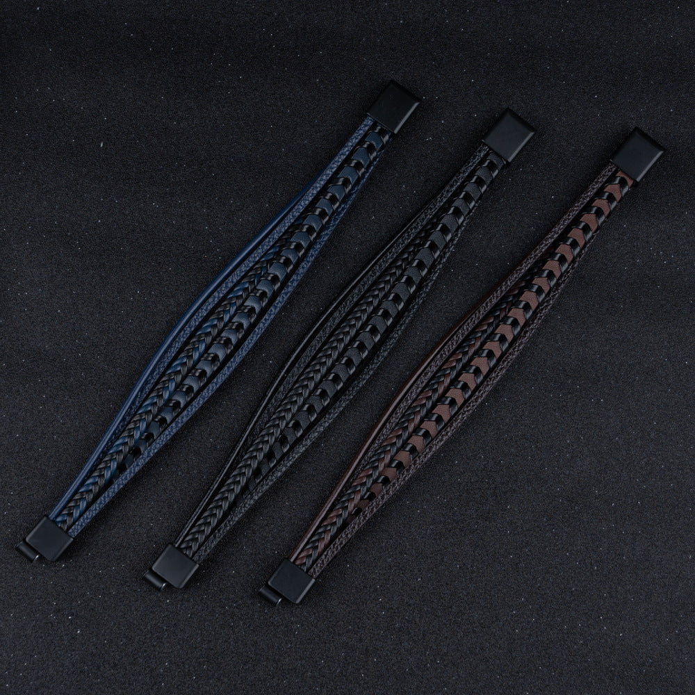 Lenoir™ | Bracelet viking en cuir tressé