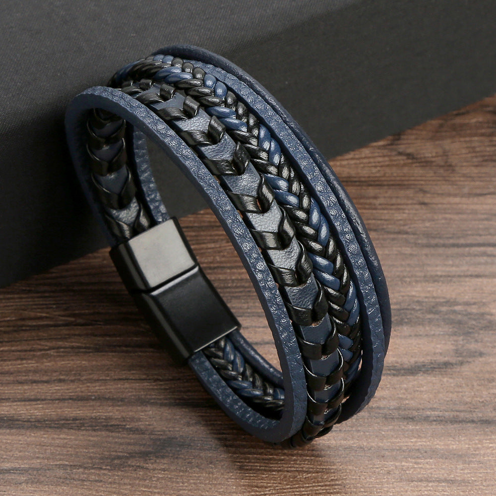 Lenoir™ | Bracelet viking en cuir tressé