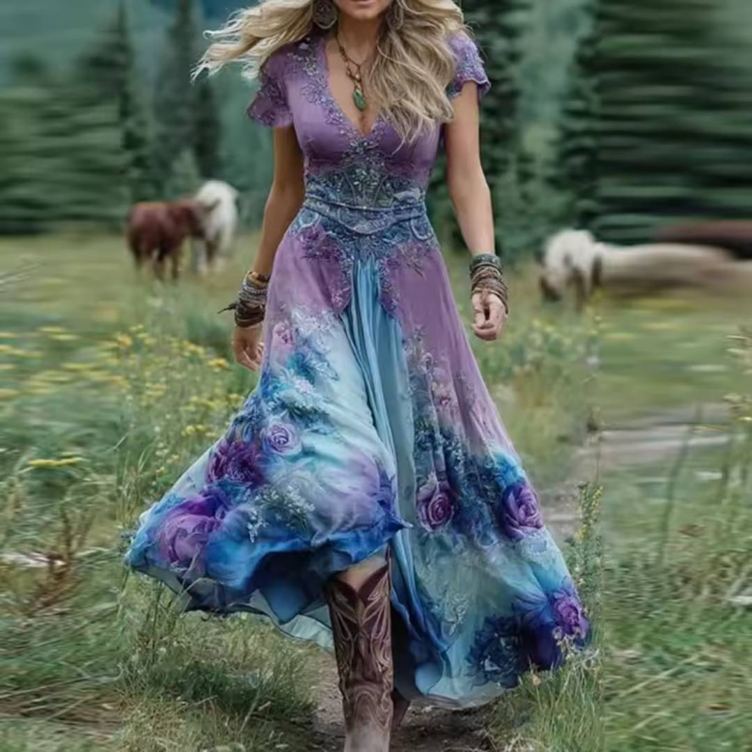 Lenoir™ | Robe fluide ajustée à motifs floraux