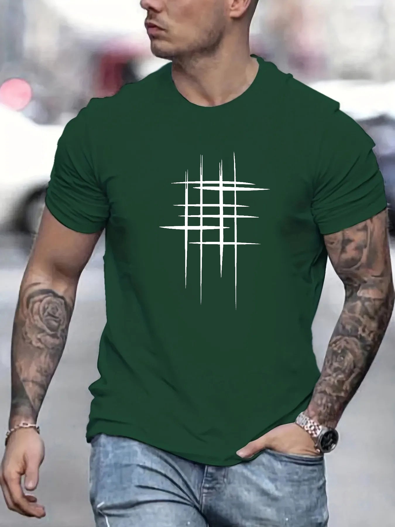 Lenoir™ | T-shirt élégant à col rond avec imprimé graphique