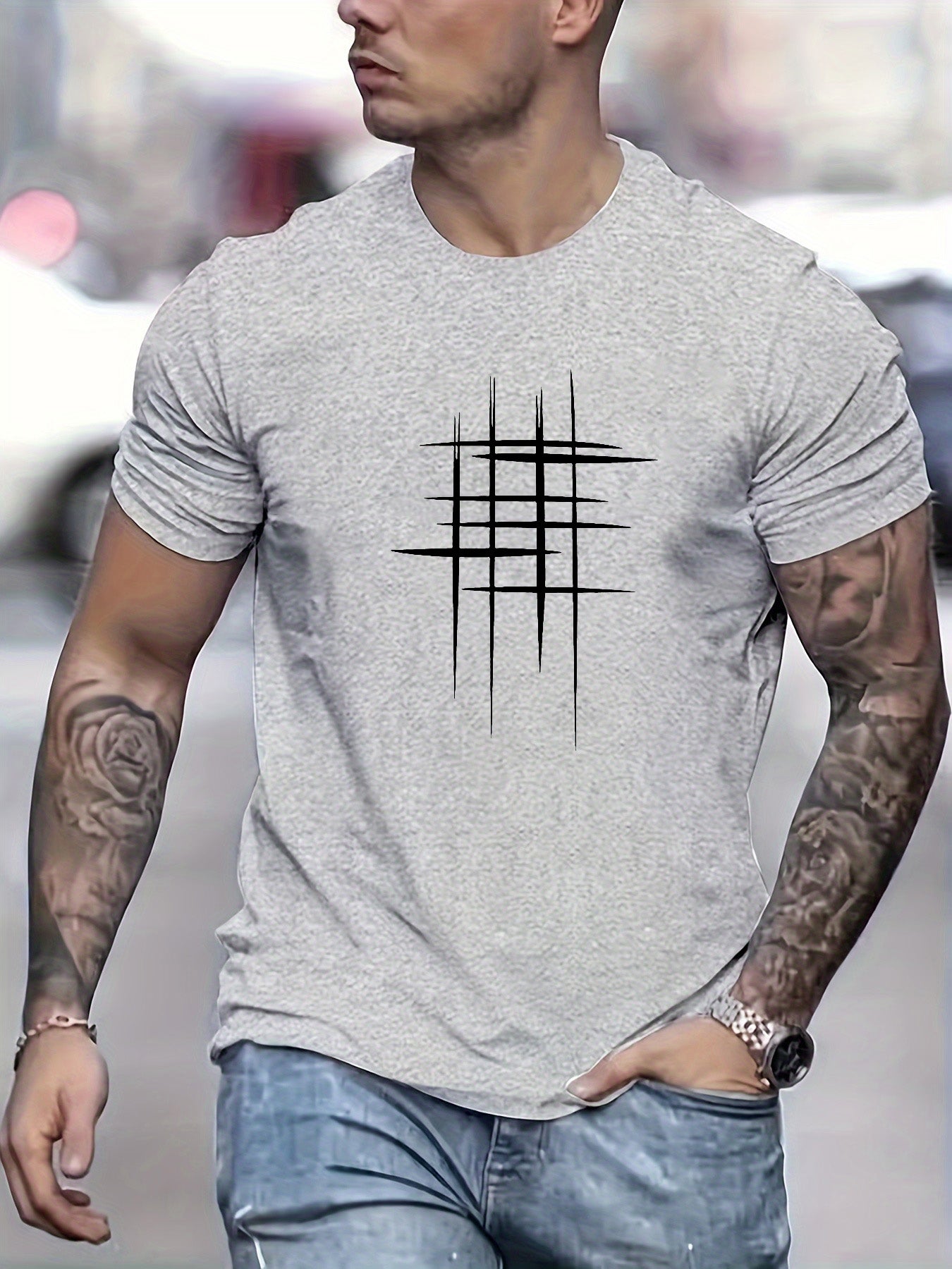 Lenoir™ | T-shirt élégant à col rond avec imprimé graphique