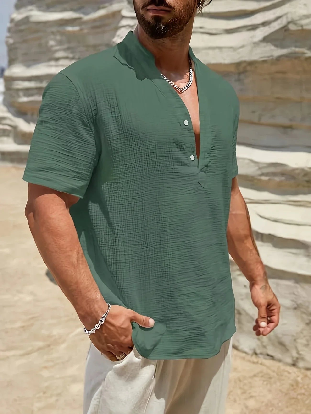 Lenoir™ | Chemise d’été élégante à col montant
