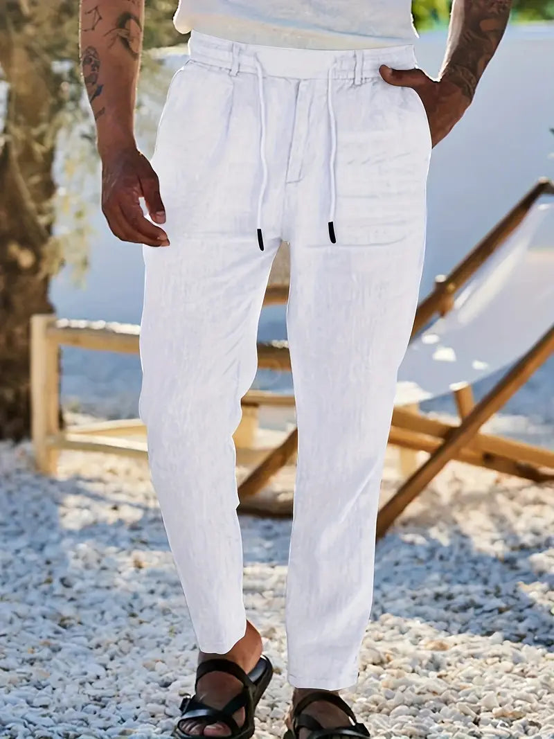 Lenoir™ | Pantalon ample en lin avec cordon de serrage