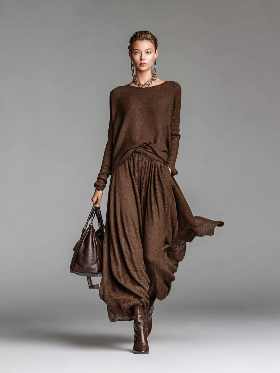 Lenoir™ | Ensemble Jupe et Pull à Col Rond