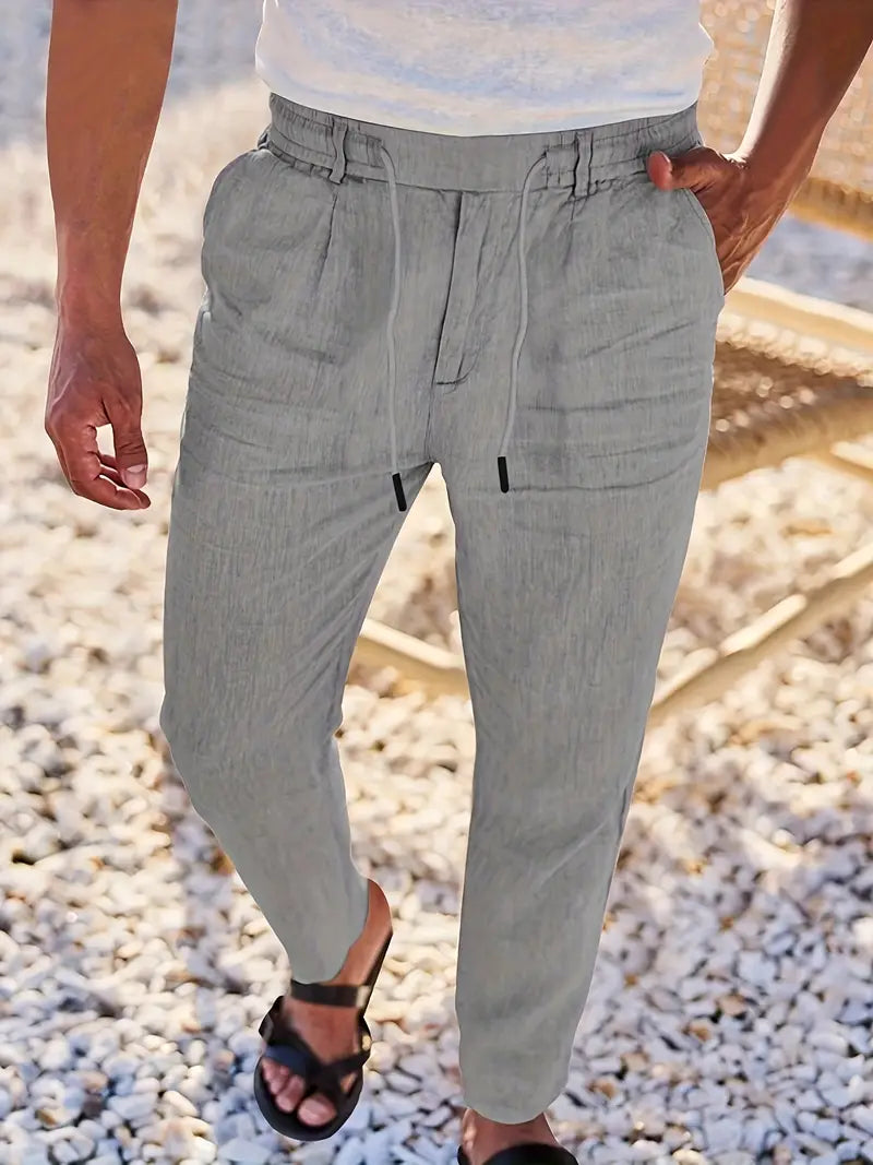 Lenoir™ | Pantalon ample en lin avec cordon de serrage