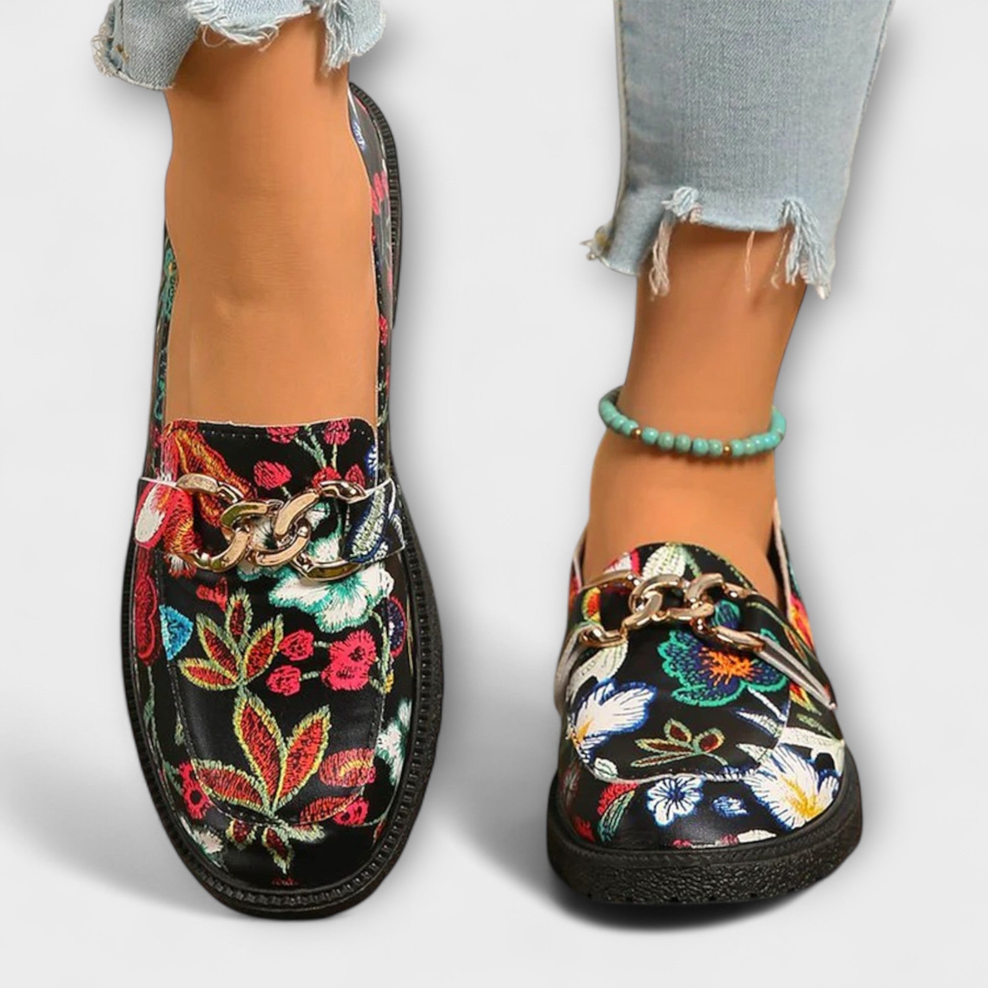 Lenoir™ | Mocassins Multicolores avec Motif Floral