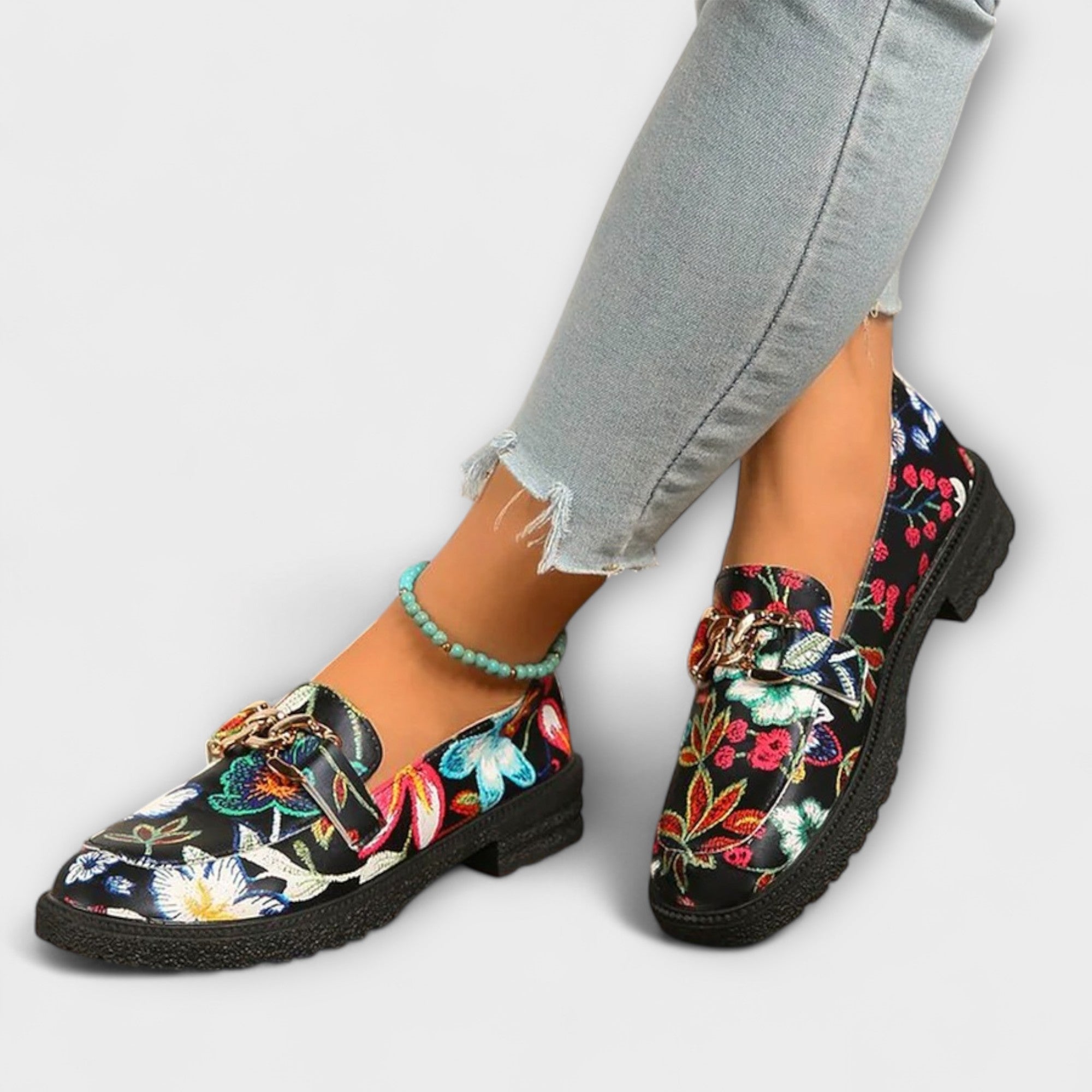Lenoir™ | Mocassins Multicolores avec Motif Floral