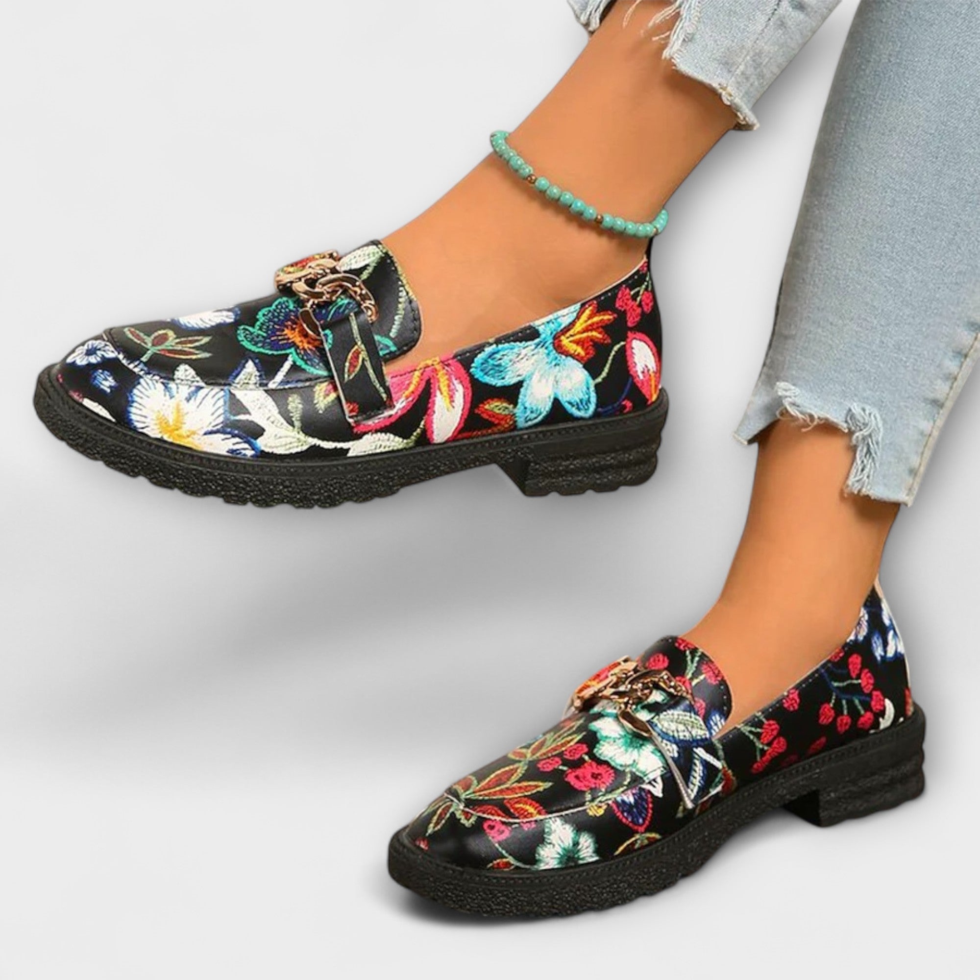 Lenoir™ | Mocassins Multicolores avec Motif Floral