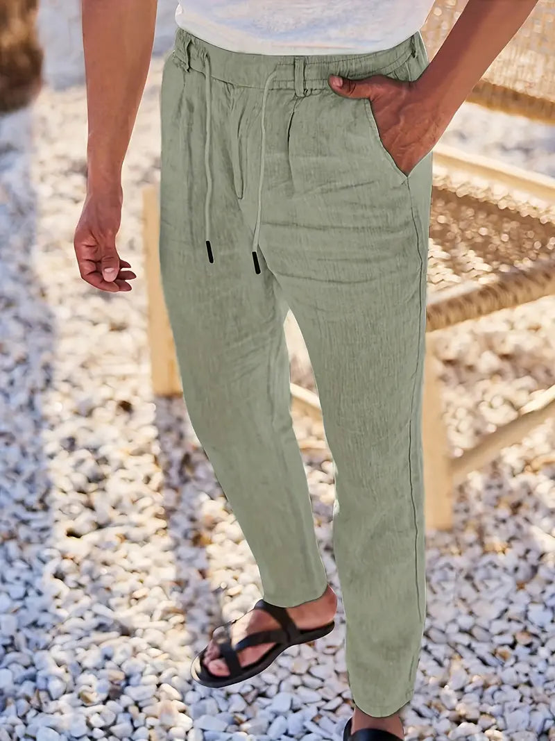 Lenoir™ | Pantalon ample en lin avec cordon de serrage