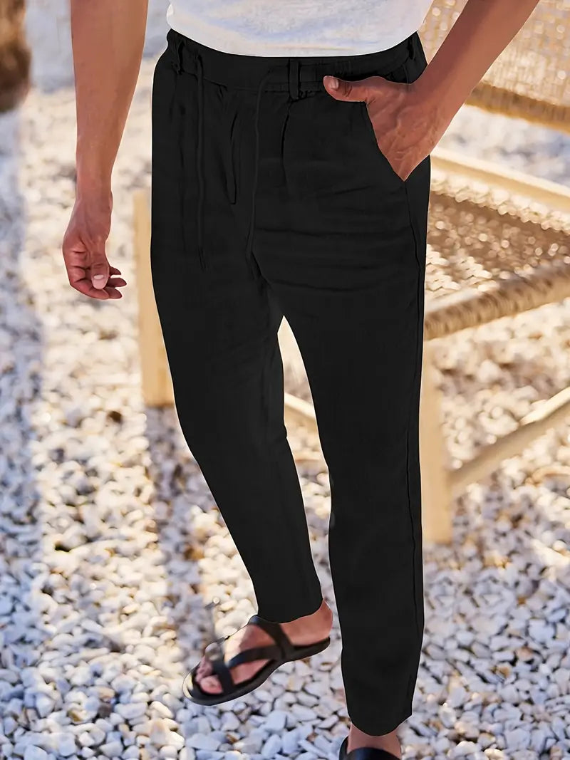 Lenoir™ | Pantalon ample en lin avec cordon de serrage