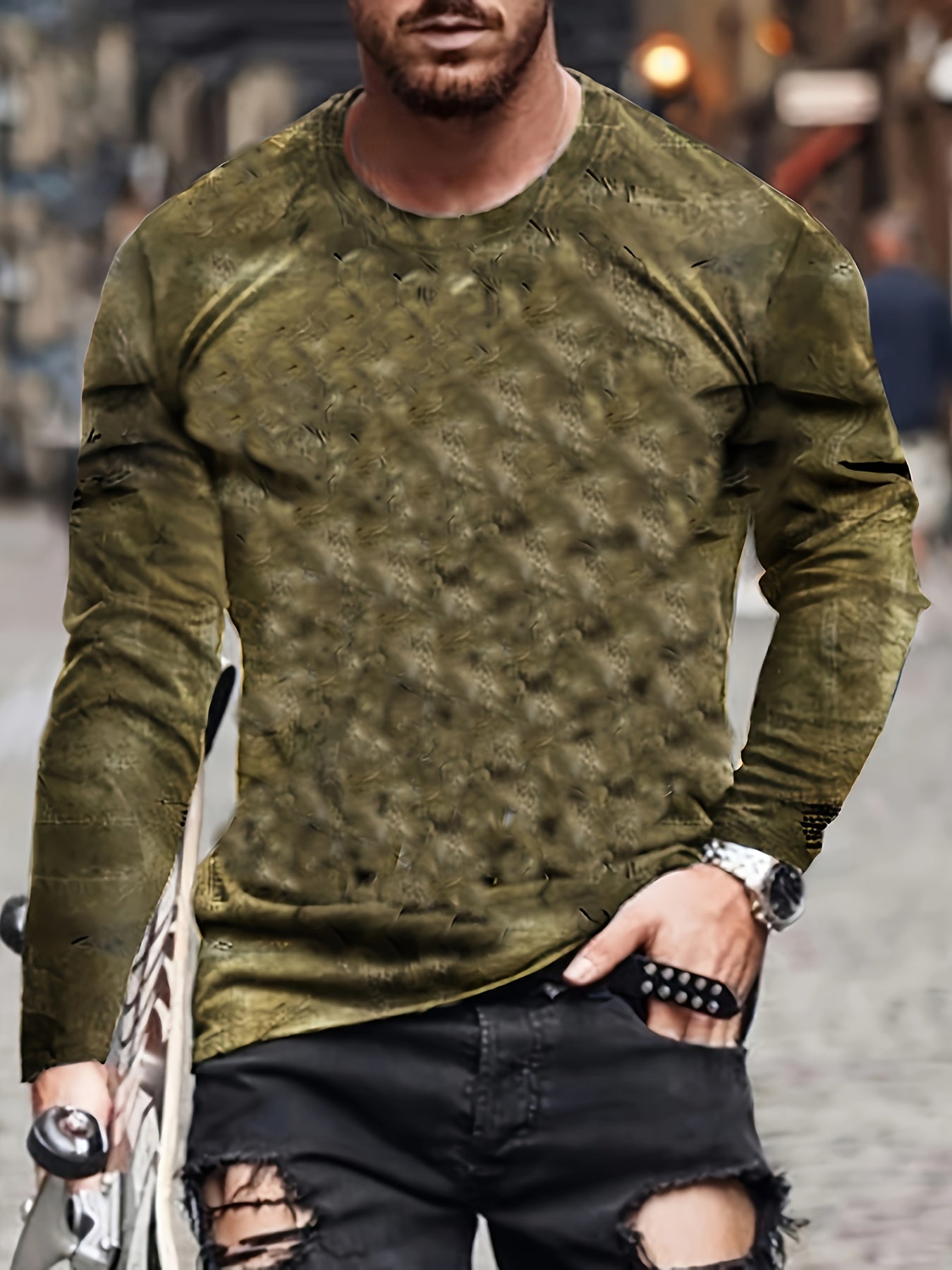 Lenoir™ | T-shirt à manches longues avec motif color block